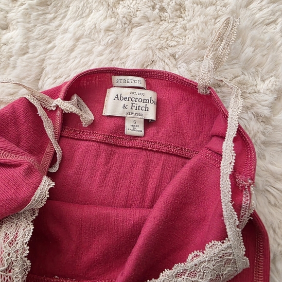 Abercrombie vintage hot pink ribbed lace button detail babydoll camisole - Picture 6 of 6